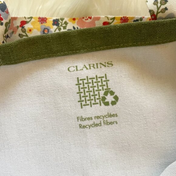 NEW Feed Project x Clarins Cream Army Khaki Green Floral Strap Cotton Tote Bag - Picture 6 of 7